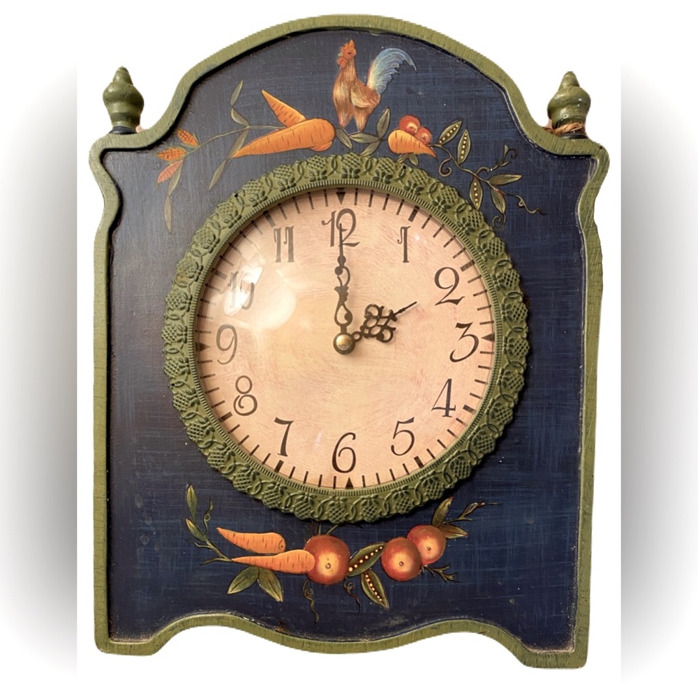 Decoration Only! NOT Working Farmhouse kitchen decor clock rooster veggies